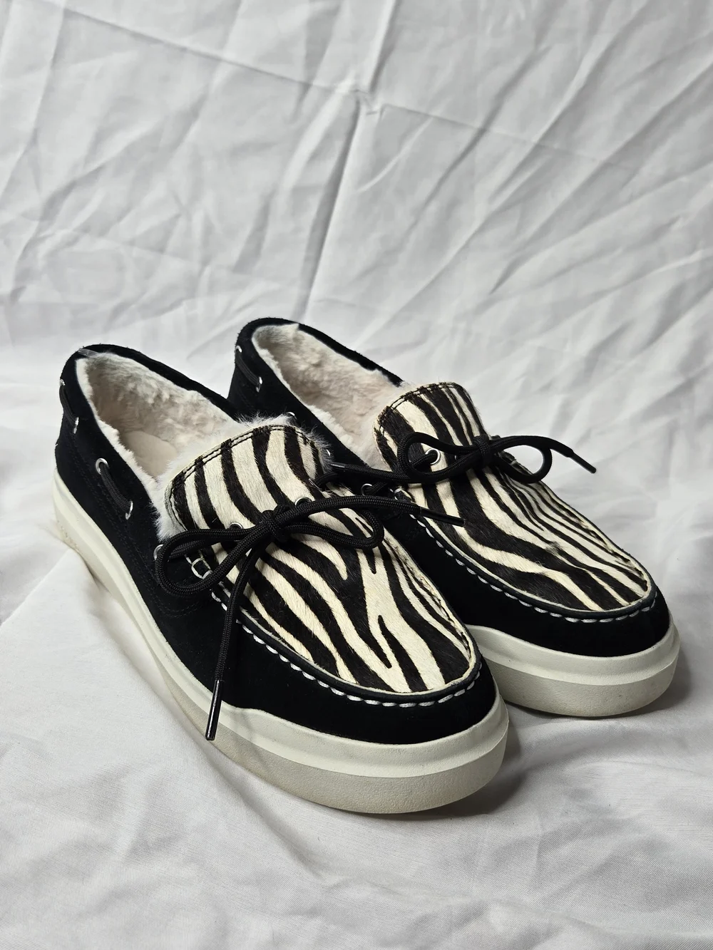 Cole Haan GrandSeries Women's Zebra Fur Lined Boat Shoes 8.5B
